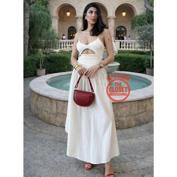 ZARA Blogger Fave Asymmetric Hem Midi Dress NWT Ecru - Picture 7 of 16